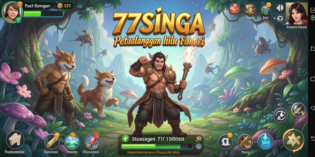 Screenshot gameplay 77SINGA menampilkan aksi petualangan yang mendebarkan.