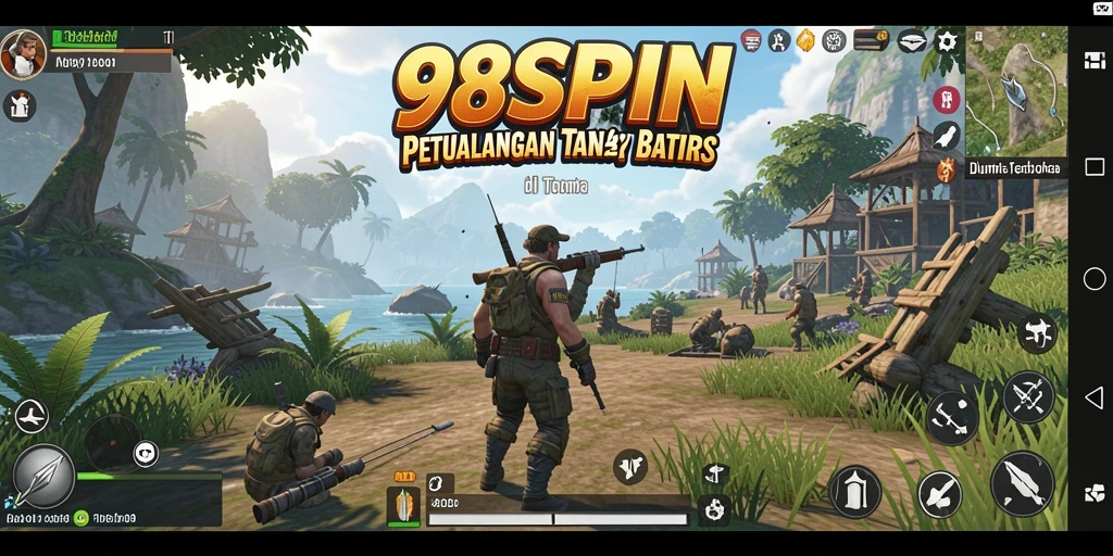 Tangkapan layar gameplay 98SPIN yang menampilkan petualangan di dunia terbuka.