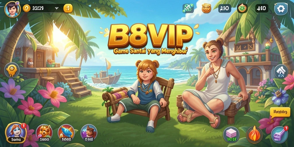 Tampilan utama B8VIP menampilkan gameplay yang ceria dan menghibur.