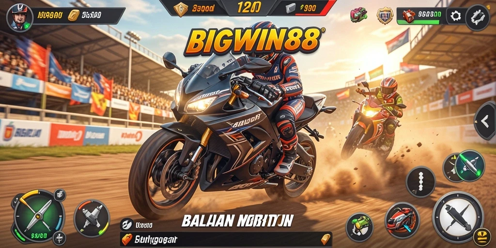 Gameplay mendebarkan dalam balapan motor yang penuh aksi.