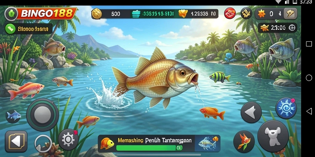 Tampilan gameplay BINGO188 yang menarik saat memancing.