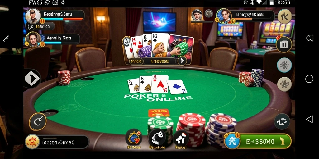 Tampilan gameplay seru dalam aplikasi poker FW66.