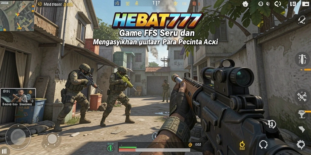 Screenshot menunjukkan aksi seru dalam gameplay FPS HEBAT777.
