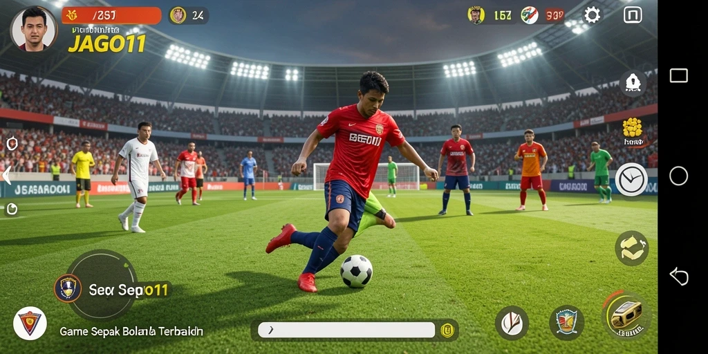 Gameplay mendebarkan JAGO11 dengan aksi sepak bola yang intens.
