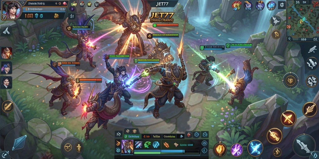 Screenshot gameplay JET77 menampilkan pertarungan menarik dalam dunia MMORPG.