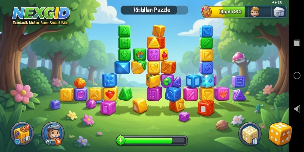 Screenshot gameplay NEXGID menampilkan beragam tantangan puzzle.
