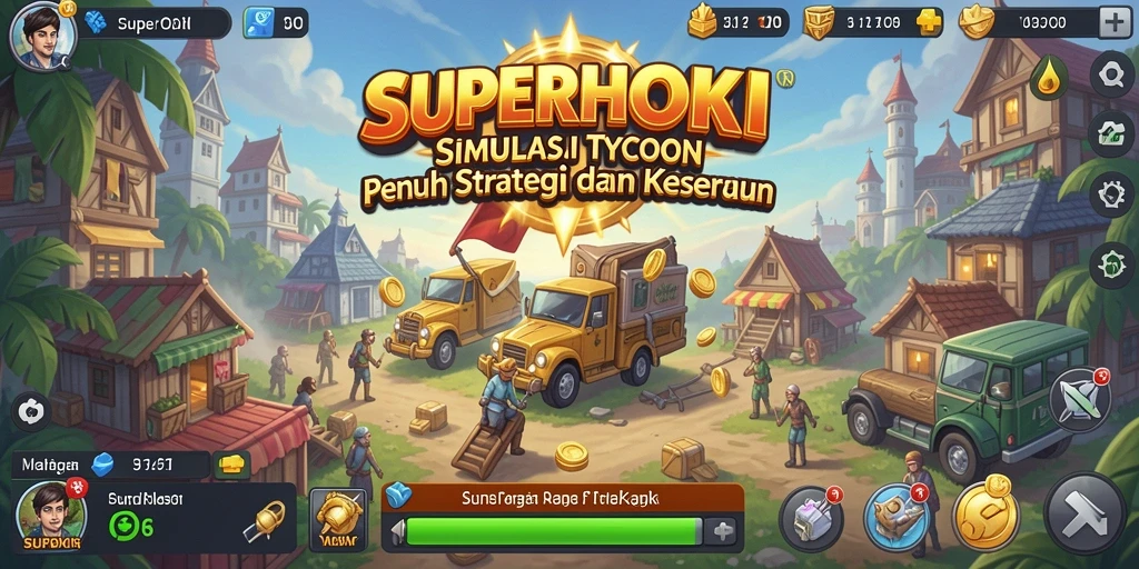 Tampilan gameplay menarik dari SUPERHOKI dengan elemen Tycoon.