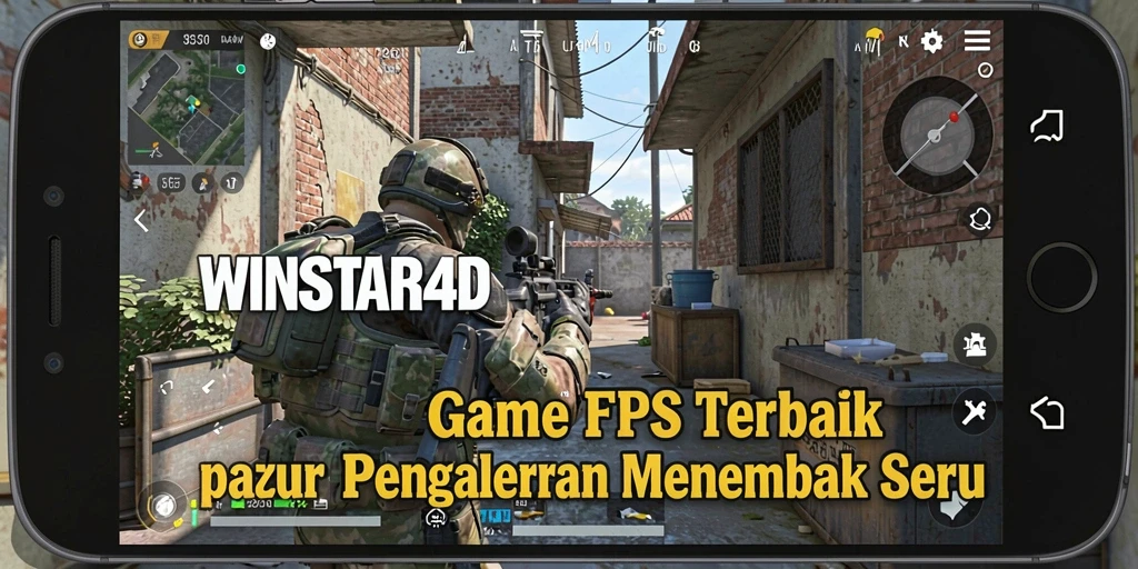Tampilan mendebarkan dari gameplay <strong>WINSTAR4D</strong> di medan perang FPS.